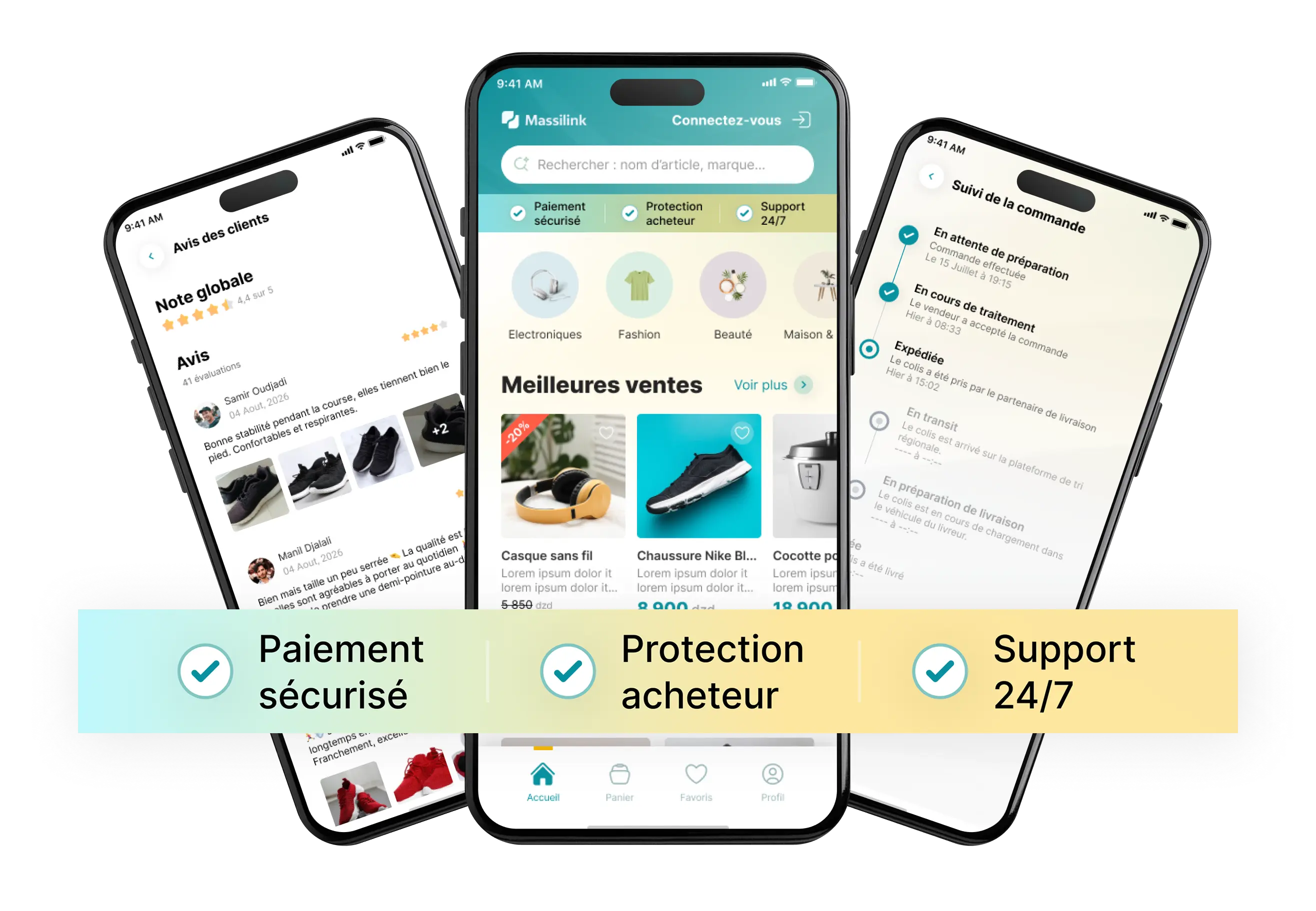 Massilink App Mockups
